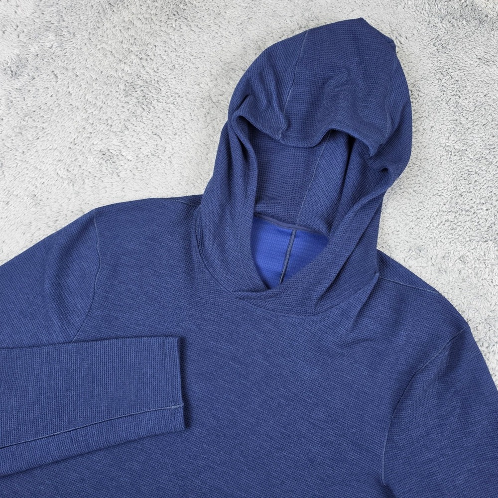 Lululemon Shift Stitch Hoodie Mens M Blue Textured Grid Knit Activewear Pullover